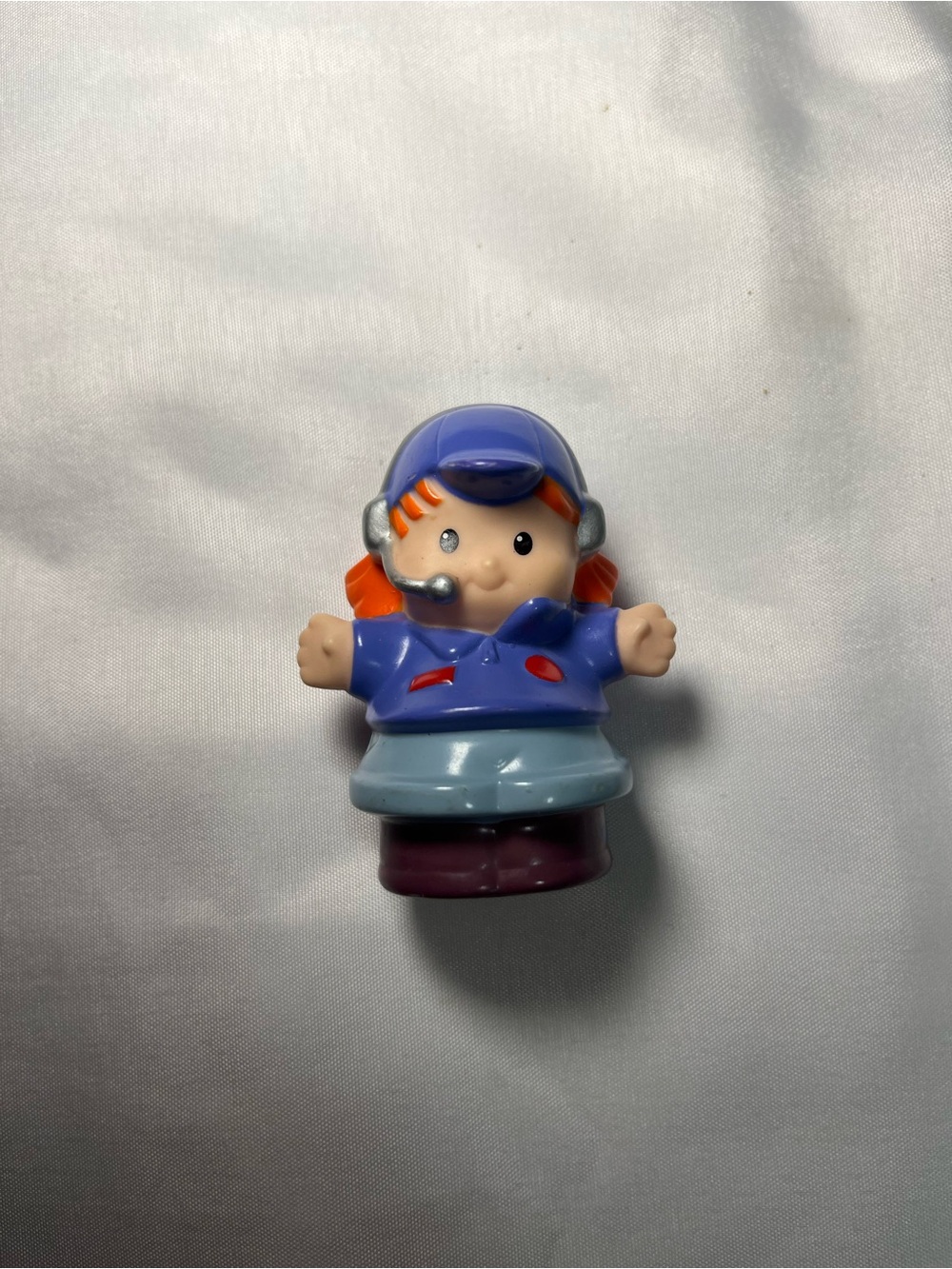 Fisher Price Little People Airplane Pilot Woman Red Hair 2008 Headphones Figure